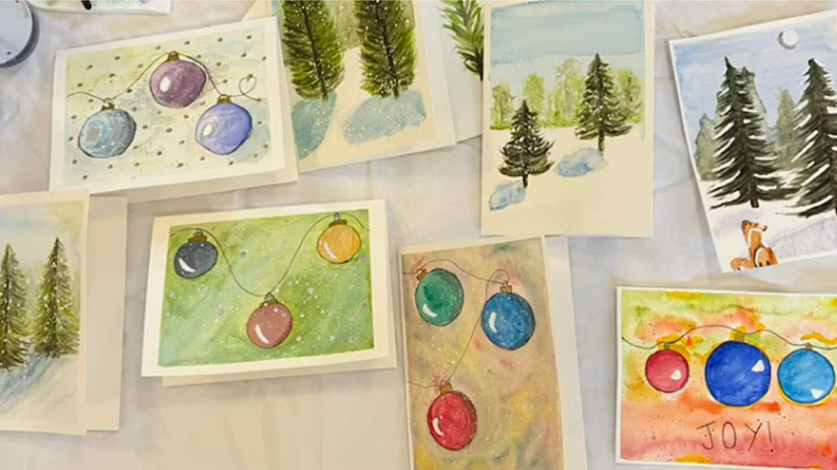 Holiday Card Painting Class with Evelyn Phelps at Elawa Farm